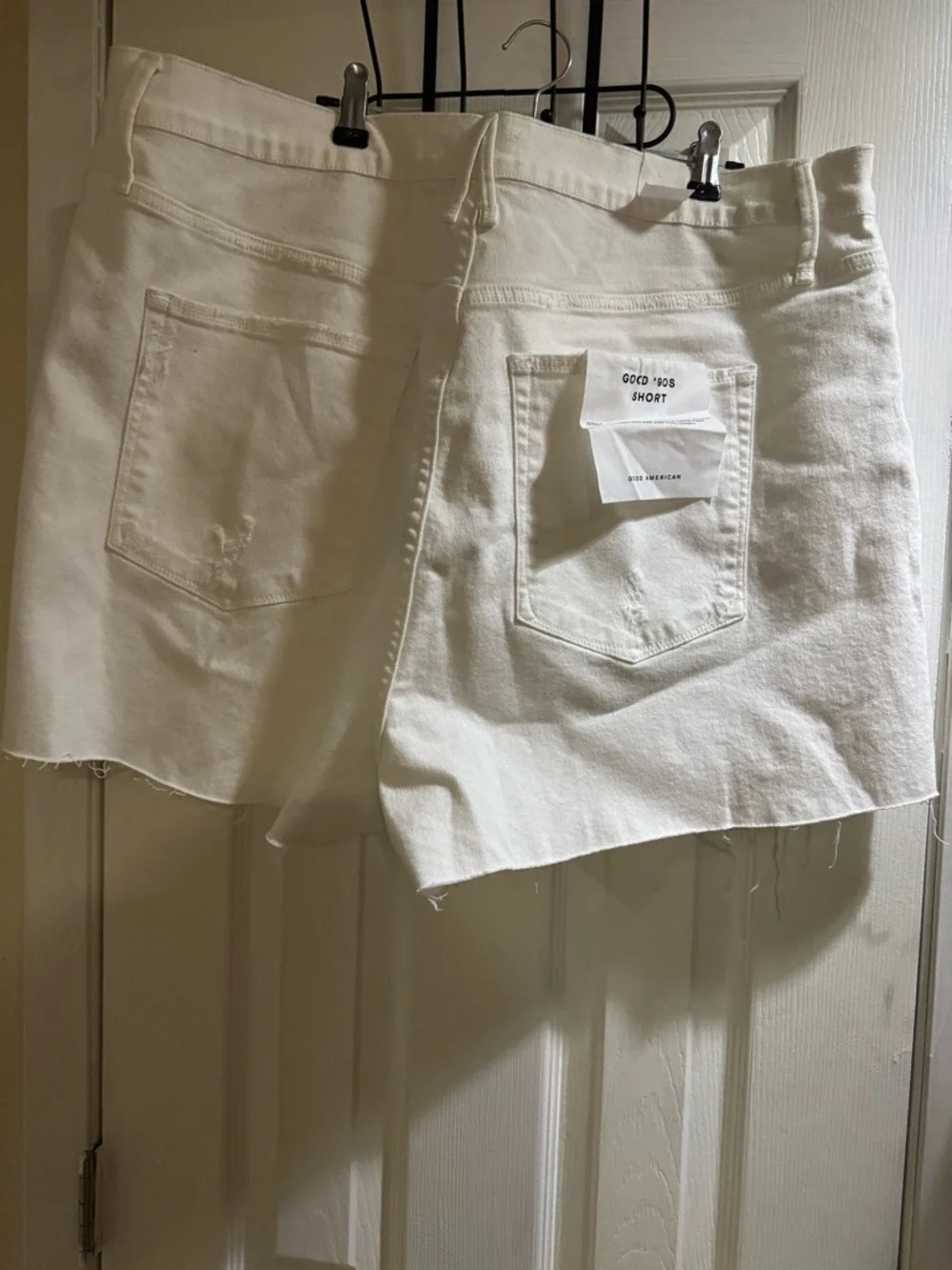 Good American White Distressed Denim Cutoff Shorts - Picture 3 of 5